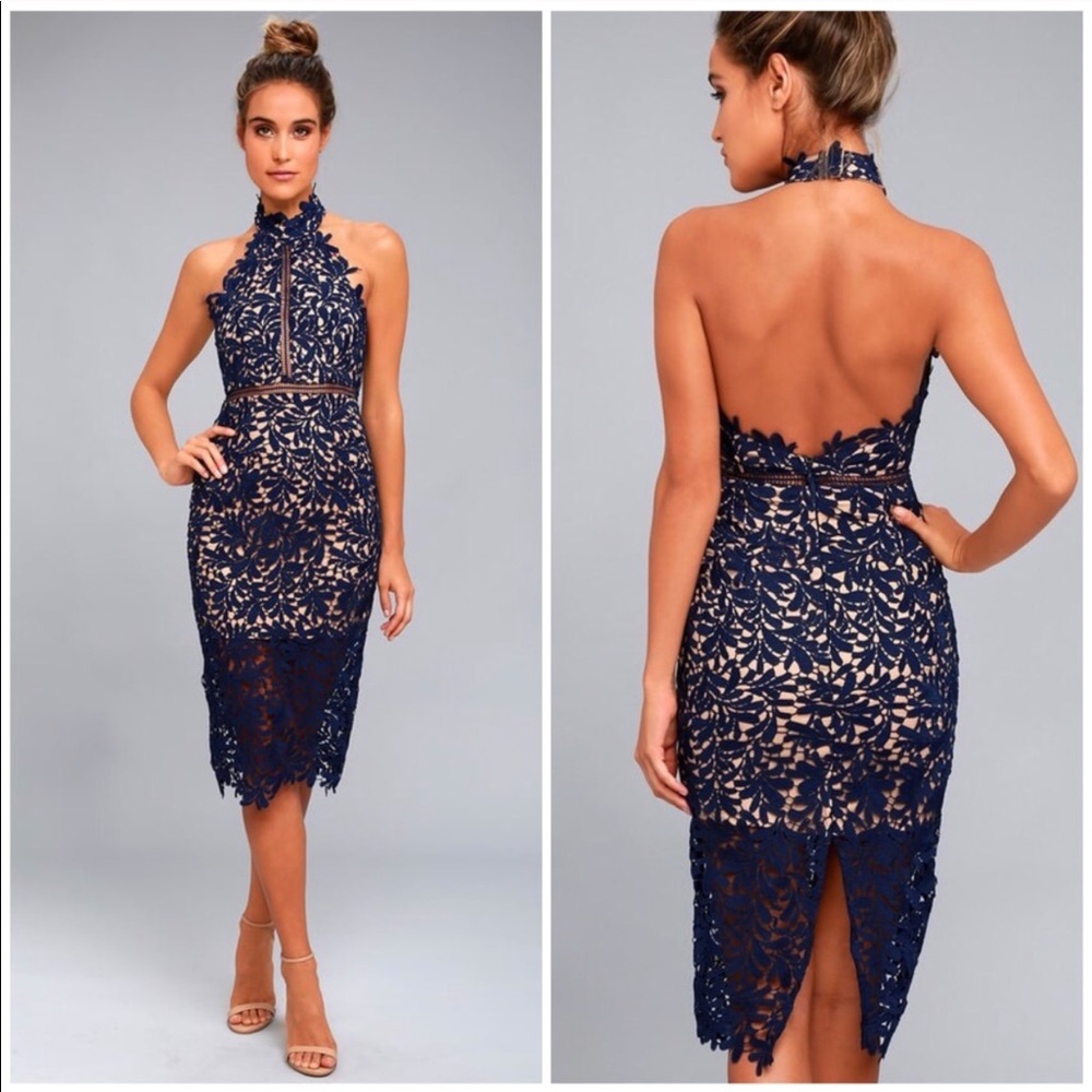 Devine Destiny Lace Halter Dress Lulus